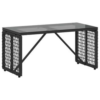 Mesa De Jardín | Mesa De Exterior Negro 80 X 40 X 40 Cm Rattan Pe Y Cristal