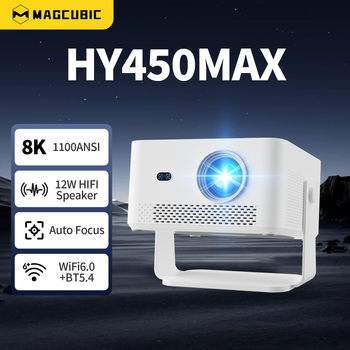 Proyector Portátil Magcubic HY450MAX 1100ANSI para Exteriores, Compatible con 8K, 1080P, Enfoque Automático, Android 14, WiFi6, Mini Proyector Beam