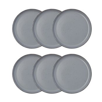 Set 6 platos postre cerámica gris 20 cm