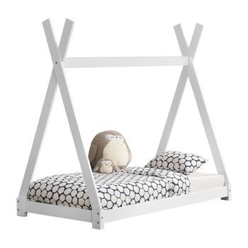 [en.casa]® Cama Para Niños Pequeños - Cama Infantil - 160 X 80cm - Estructura Tipi De Madera Pino - Blanco Mate