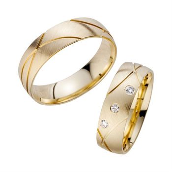 Alianzas oro amarillo con diamantes ancho 6 mm