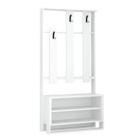 mueble de entrada 3 estantes y 3 ganchos h180 cm - blanco