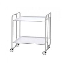 carrito auxiliar con ruedas bauhaus armazon gris 2 bandejas blancas
