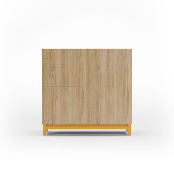 Zapatero de melamina roble dorado patas mostaza 90x90x27 cm