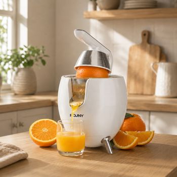 Exprimidor Eléctrico de Cítricos ROUNY, 850W, Exprimidor de Naranjas y Limones con Boquilla de Acero Inoxidable y Piezas Libres de BPA Aptas para Lavavajillas