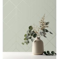 papel pintado geometrico de rombos con lineas doradas fondo gris calido estilo art deco - arnova 682082 de gaulan - rollo de 10 m x 052 m