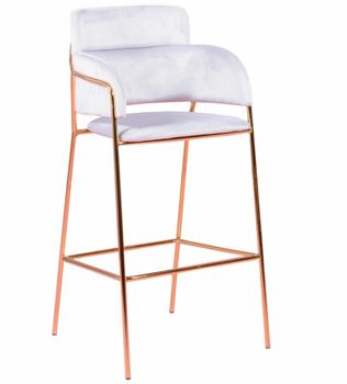 Taburete de diseño tapizado en terciopelo, gris