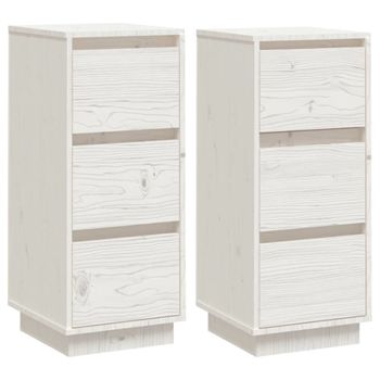 Lote de 2 aparador madera maciza de pino blanco 32x34x75 cm