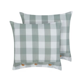 Conjunto De 2 Cojines De Algodón A Cuadros Estilo Cottage Verde Menta 45 X 45 Cm Tamnine