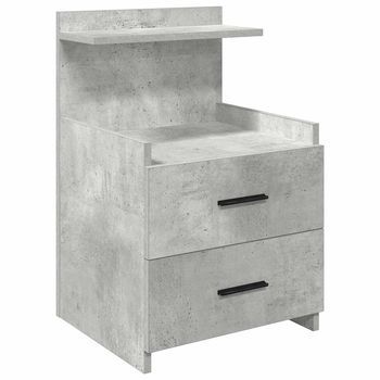 Mesita De Noche | Mesilla De Noche | Cabinete De Noche Con 2 Cajones Gris Hormigón 40x36,5x62 Cm Cfw43827
