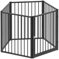 pawhut parque para perros parque para animales 5 paneles valla portatil plegable seguro negro   aosom espana