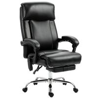 homcom silla de oficina con masaje vibratorio y calefaccion ergonomica de pu con altura regulable negro   aosom espana