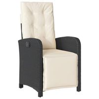 sillon reclinable de jardin  silla de jardin  silla de exterior con reposapies ratan pe negro