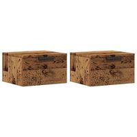 pack 2 uds mesitas de noche  mesilla de noche de pared madera envejecida 34x30x20 cm