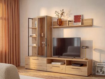 Mueble de tv de pared madera color natural claro