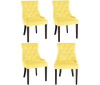 juego de 4 sillas de comedor aberdeen en terciopelo amarillo 58x55x92 cm