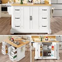 isla de cocina de 120x4575x91cm 2 puertas 6 cajones con ruedas color negro