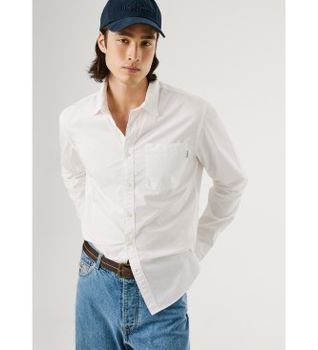Pepe Jeans para hombre. PM3090838 Camisa Creed blanco (M), Casual, Algodón, Manga larga