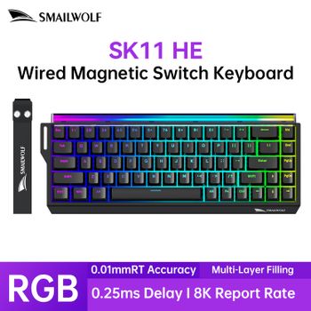 Teclado Mecánico para Juegos SMAILWOLF SK11 68HE, Magnético, con Cable, Profesional, Respuesta Rápida de 0.01mm, 8KHz, 0.25ms, Iluminación RGB