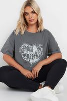 yours camiseta gris de algodon con eslogan mujer curvy y tallas grandes yours