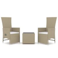 conjunto de muebles jardin 3 uds  mesa y sillas acero y ratan sintetico beige