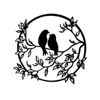 decoracion pared de metal birds love negro 60x58 cm