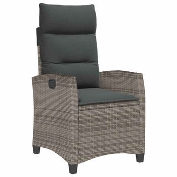 Silla De Jardín Reclinable Con Mesa Auxiliar Ratán Gris Cfw486827
