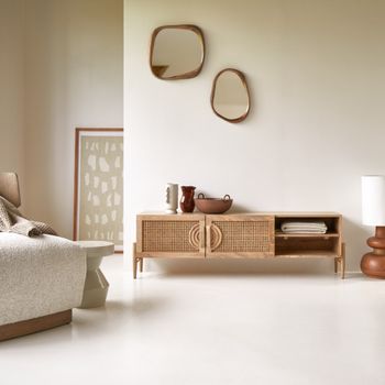 Mueble para tv de mango macizo y ratán de 145 cm