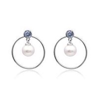 pendientes de plata 925 con colgante circular y perla