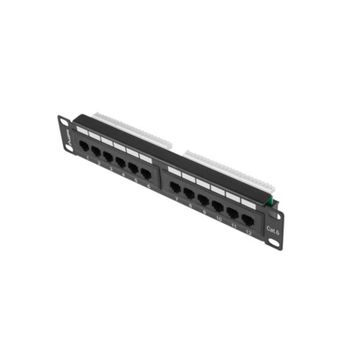 Panel de parcheo Lanberg PPU6-9012-B 12 Puerto Cat6 UTP 215mm Metal Negro