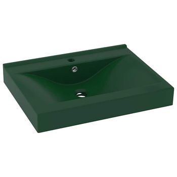 Lavabo De Lujo Con Grifo Cerámica Verde Oscuro 60x46 Cm Vidaxl