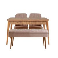 set mesa comedor extensible y sillas 4 piezas vina 0900 3 pino atlantico