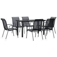 juego de comedor para jardin 7 piezas  mueble de jardin acero y textilene negro