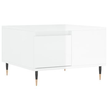 Mesa De Centro Madera Contrachapada Blanco Brillo 55x55x36,5 Cm Vidaxl