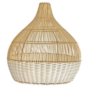 Lámpara de ratán con detalles en blanco d. 40 cm