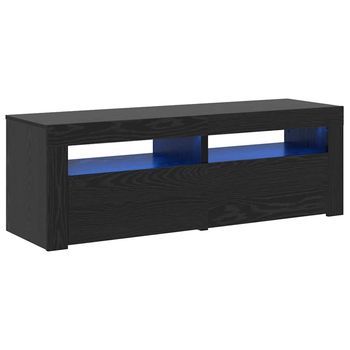 Mueble De Tv Con Luces Led Roble Negro 120x35x40 Cm Vidaxl