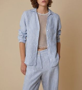 PennyBlack para mujer. 2511111263200 Camisa Sfera azul (L), Casual, Lino, Manga larga