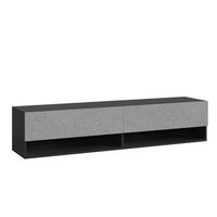 mueble tv de pared halmstad 140 x 31 x 30 cm - negro y efecto hormigon encasa