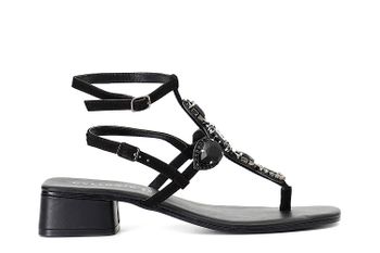 sandalias chanclas de ante con accesorio joya black