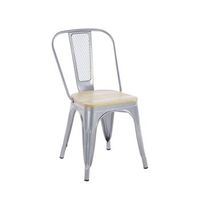 pack 6 sillas valix madera natural de acero reforzado 854646 cm - gris metalizado