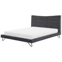 cama doble tapizada en terciopelo gris 180 x 200 cm patas de metal cabecero acolchado diseno moderno lannion
