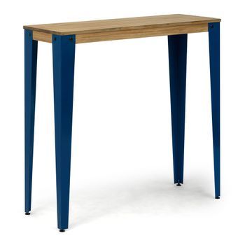Mesa Lunds Alta 40x120x110cm Azul En Madera Maciza De Pino Acabado Vintage Estilo Industrial Box Furniture