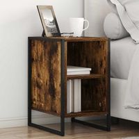 mesitas de noche pack de 2 - mueble para dormitorio - madera y acero - roble humo 395x30x50cm