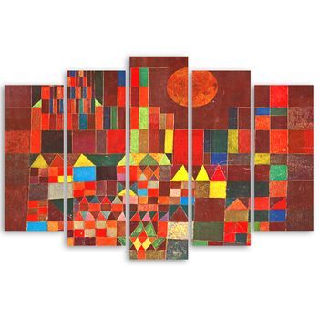 Legendarte - Cuadro Lienzo, Impresión Digital - Burg Und Sonne (castillo Y Sol) - Paul Klee - Decoración Pared Cm. 150x100 Tipo A1 (5 Paneles)