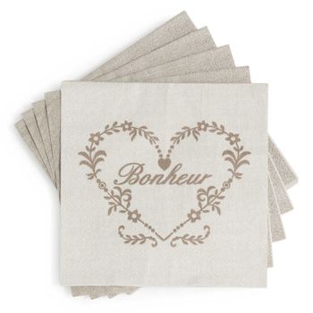 Set de 20 servilletas de papel beige 17x17 cm