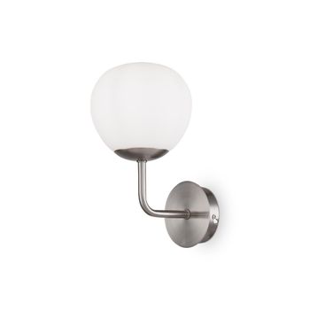 Aplique de pared con estructura metálica níquel y esfera de vidrio