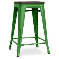taburete de bar - diseno industrial - madera y acero - 60cm -stylix verde