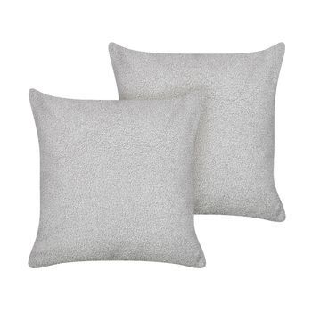 Conjunto De 2 Cojines Decorativos De Bouclé Con Relleno Funda Extraíble 45 X 45 Cm Gris Leuzea