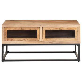 Mesa De Café - Mesa De Centro De Madera Maciza De Acacia 90x60x40 Cm