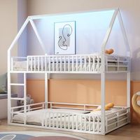 cama litera con barrera de seguridad y luz led 140x200 cm blanca